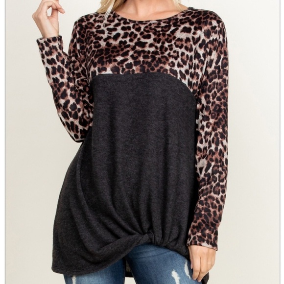 🆕Just In, Charcoal, w/leopard brown twisted front - Picture 2 of 3